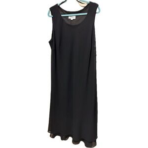 Studio I Womens Black Sleeveless Chiffon Midi Dress Plus Size 20W Round Neck LBD